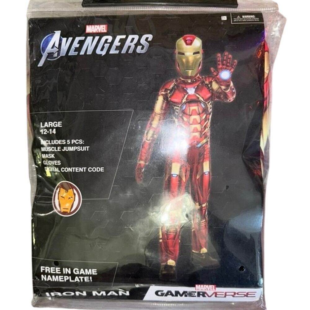 marvel iron man boys size large 12-14 halloween superhero costume gamerverse new